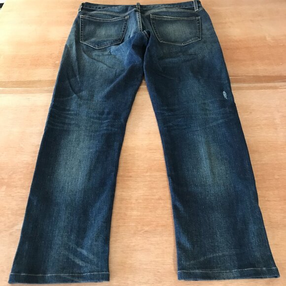 Uniqlo Slim Straight Jeans Men 31x26 Blue Japanese Kaihara Selvedge Distressed - Picture 2 of 13